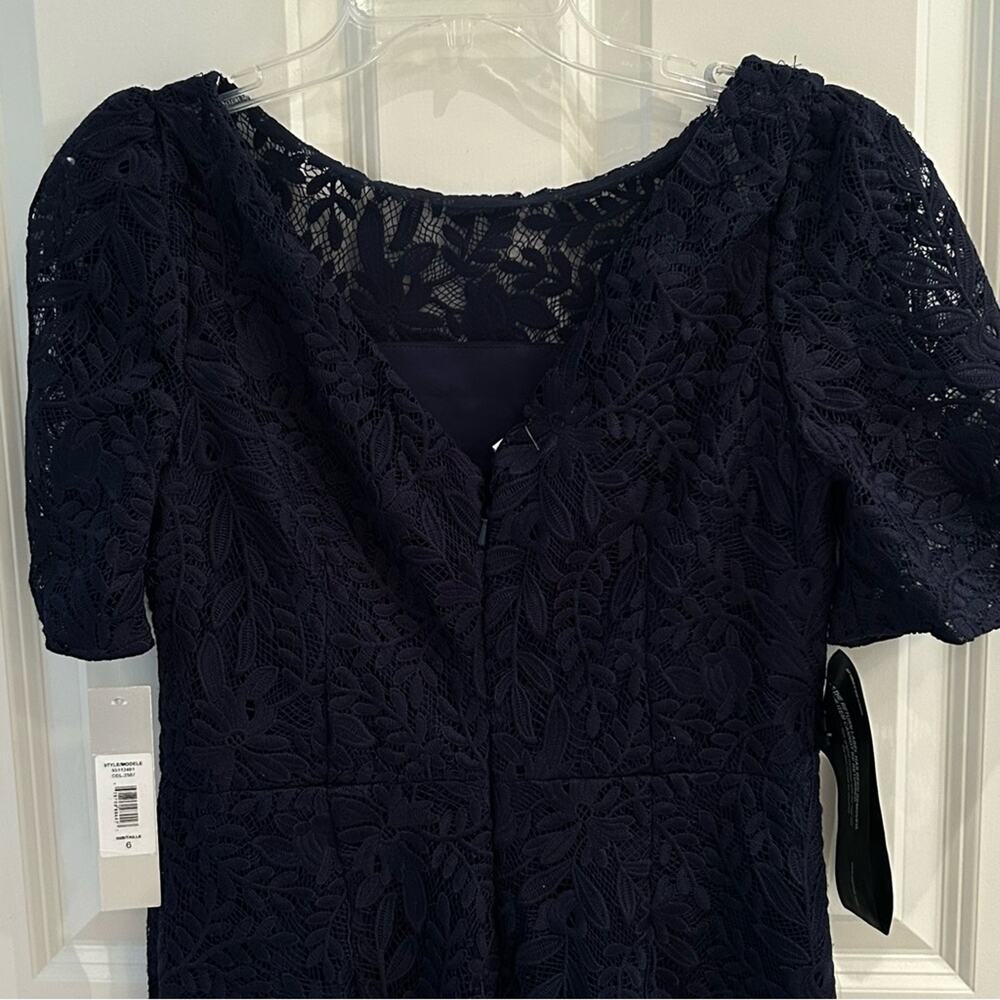 Kay Unger Portia Tea Length Midi Dress in Midnight Blue Size 6 - Picture 9 of 15